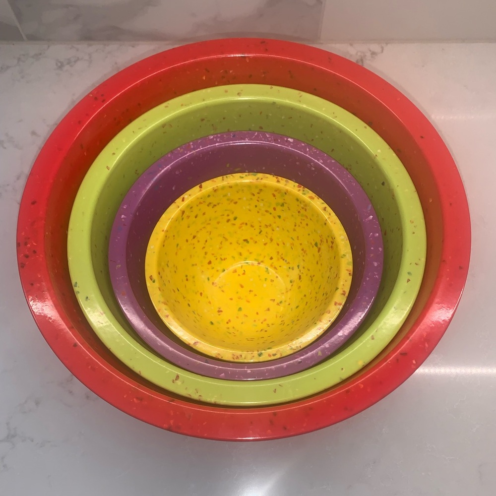 ZAK! Colorful 4 Confetti Melamine Nesting Mixing Bowls